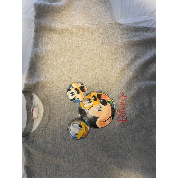 Vintage Mickey Mouse Donald Duck Pluto Goofy Grey Sweatshirt Mens M - Picture 3 of 9